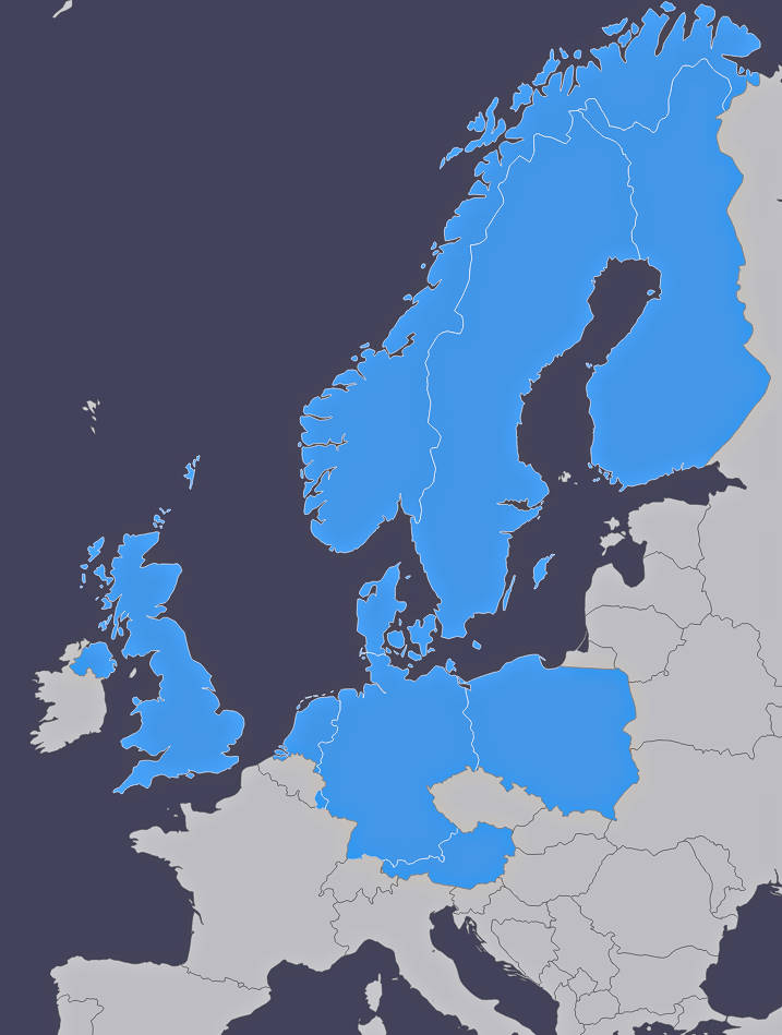 중유럽 및 북유럽 지도